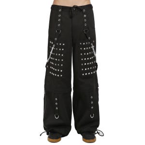 Gothic Biohazard Chain Pants Black Neon Green Cyberpunk Rave Techwear by Zappo Sports
