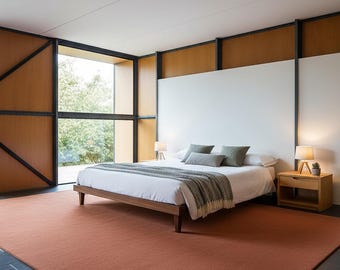 Alfombra de pelo largo color óxido macizo tejida a mano, alfombras de felpa color naranja quemado, alfombra minimalista moderna, alfombra de pelo grueso y suave para sala de estar, alfombra contemporánea