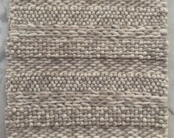Chunky Hand Woven Wool Rug, Textured Neutral Area Rug, Thick Loop Pile Carpet, Scandinavian Minimalist Rug, Cozy Living Room Bedroom Decor