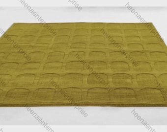 Hand Tufted Vintage Style Rug, olive Green Floral Wool Area Rug, Antique Look Carpet, Boho Living Room Rug, Custom Size carpet