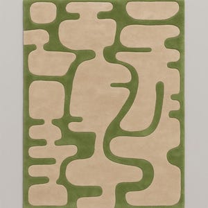Green Abstract Rug | Hand Tufted Area Carpet | Modern Living Room Decor ...