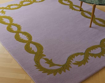 Solid Lavender Hand Tufted Wool Rug, Light Purple Minimalist Area Rug, Plain Pastel Carpet, Modern Contemporary Living Room Rugs,Custom Size