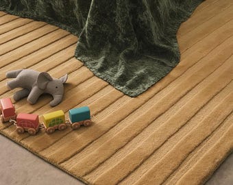 Handmade Sunrise Wool Rug – Nordic Knots, Minimalist Carpet (9x12 ft)