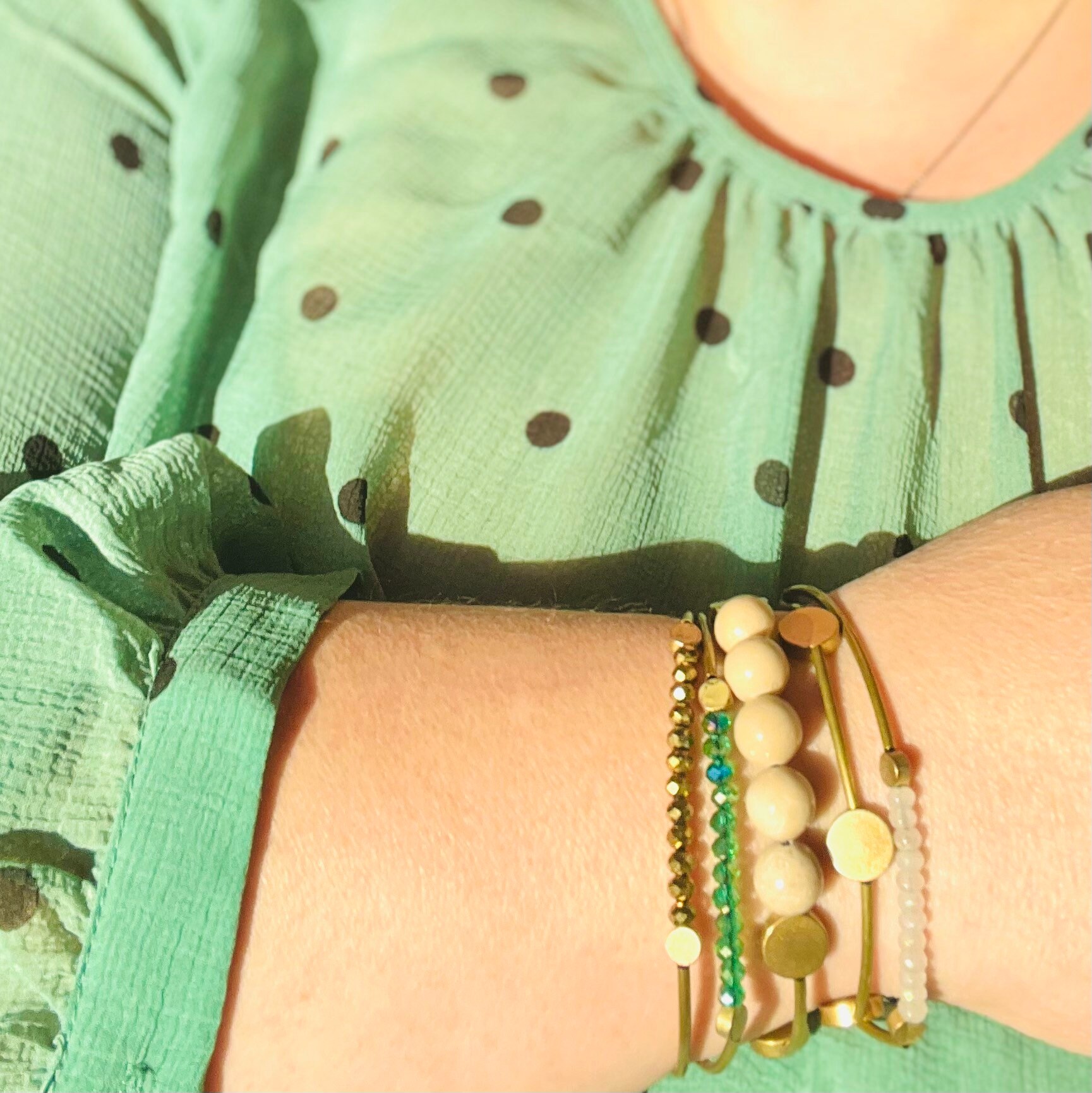 Dominique: Bold Colors of Unique Stones and Either Brass