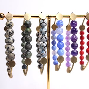 Abundance:  (8mm and 10mm) Bold Colors of Unique Stones Beaded Bracelet with Brass Accents