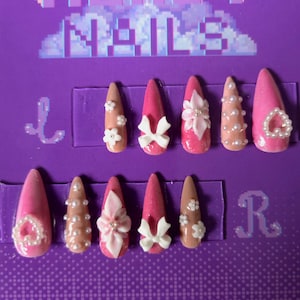 Pink Glam 3D Press-On Nägel
