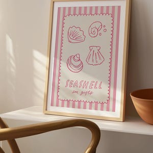 Muschel Poster - Artful Ocean Wandbild, Meeresleben Dekor, Muschel druckbare, Strandhaus Decorer, Pink Vibes, digitaler Download
