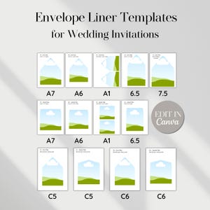 Editable Envelope Liner Template Bundle - A7 A6 A1 C5 C6, Euro & Square Flap, Wedding Invitation Insert – US/ EU Sizes – Instant Download
