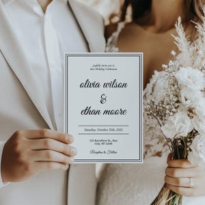 Wedding Invitation Suite - Old Money Luxury Style, Double Sided Invitation Card, Details, RSVP Cards, 2 Sizes Options