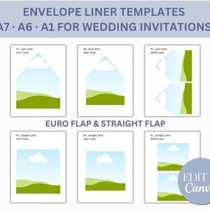 Editable Wedding Envelope Liner Templates for A7 A6 A1 | Euro & Straight Flap | Canva Printable Bundl