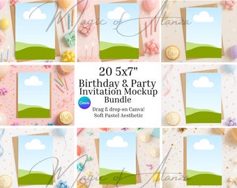 Einladungs-Mockup-Bundle | Canva-Mockups | 20 Party-Einladungs-Mockups | Digitaler Download