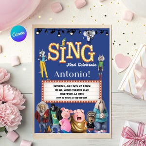 Sing Invitation Birthday Party Sing Birthday Invitation Sing2 Movie Party Invitation Sing Digital Printable File Sing 2 Birthday Invitation