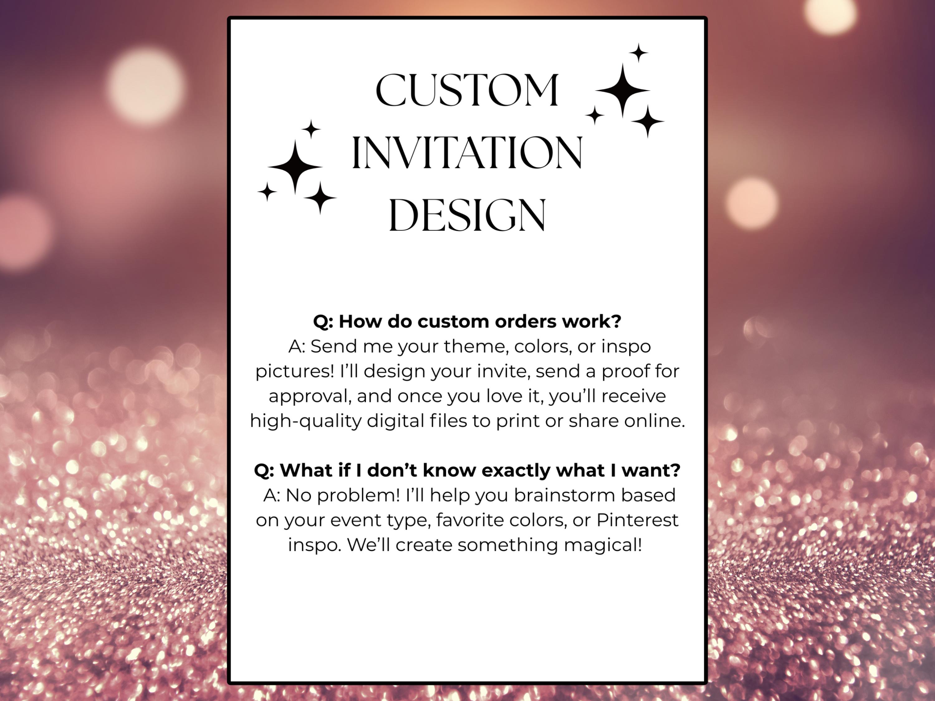 Custom Invitation Digital Download Made to Order Invitation ...