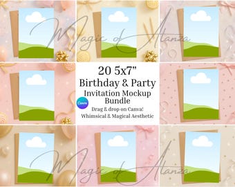 Invitation Mockup Bundle | 5x7 Canva Flat Lay | Etsy Listing Mockups | Digital Download