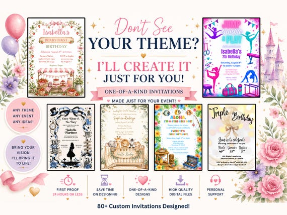 Custom Invitation Design | Personalized Birthday, Baby Shower & Bridal Shower Invitation | Any Theme | Digital Download