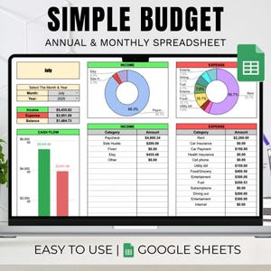 Monthly Budget Spreadsheet Google Sheets Expense Tracker • Monthly Financial Planner • Paycheck Budget Google Sheets Budget• Annual Budget