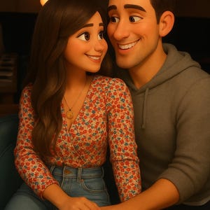 Ritratto personalizzato in stile Pixar / Illustrazione personalizzata di coppia, animale domestico o famiglia / Opera d'arte regalo digitale unica / Spedizione gratuita