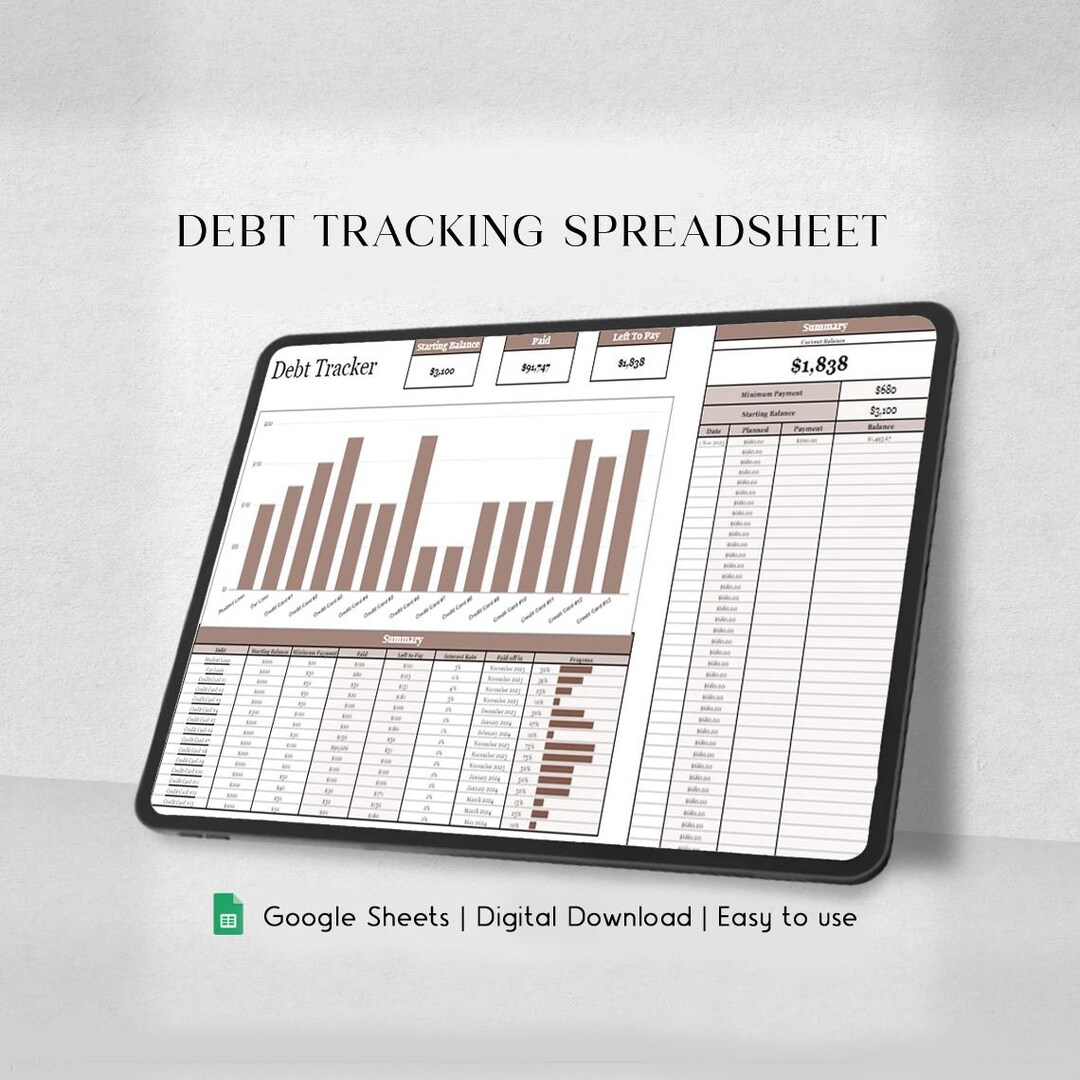 Debt Payoff Tracker Spreadsheet, Google Sheets Debt Snowball, Excel ...