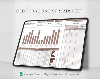 Spreadsheet schuldenafbetalingstracker, Google Spreadsheets Debt Snowball, Excel-schuldcalculator, Financial Freedom Planner, tool voor uitbetaling van leningen