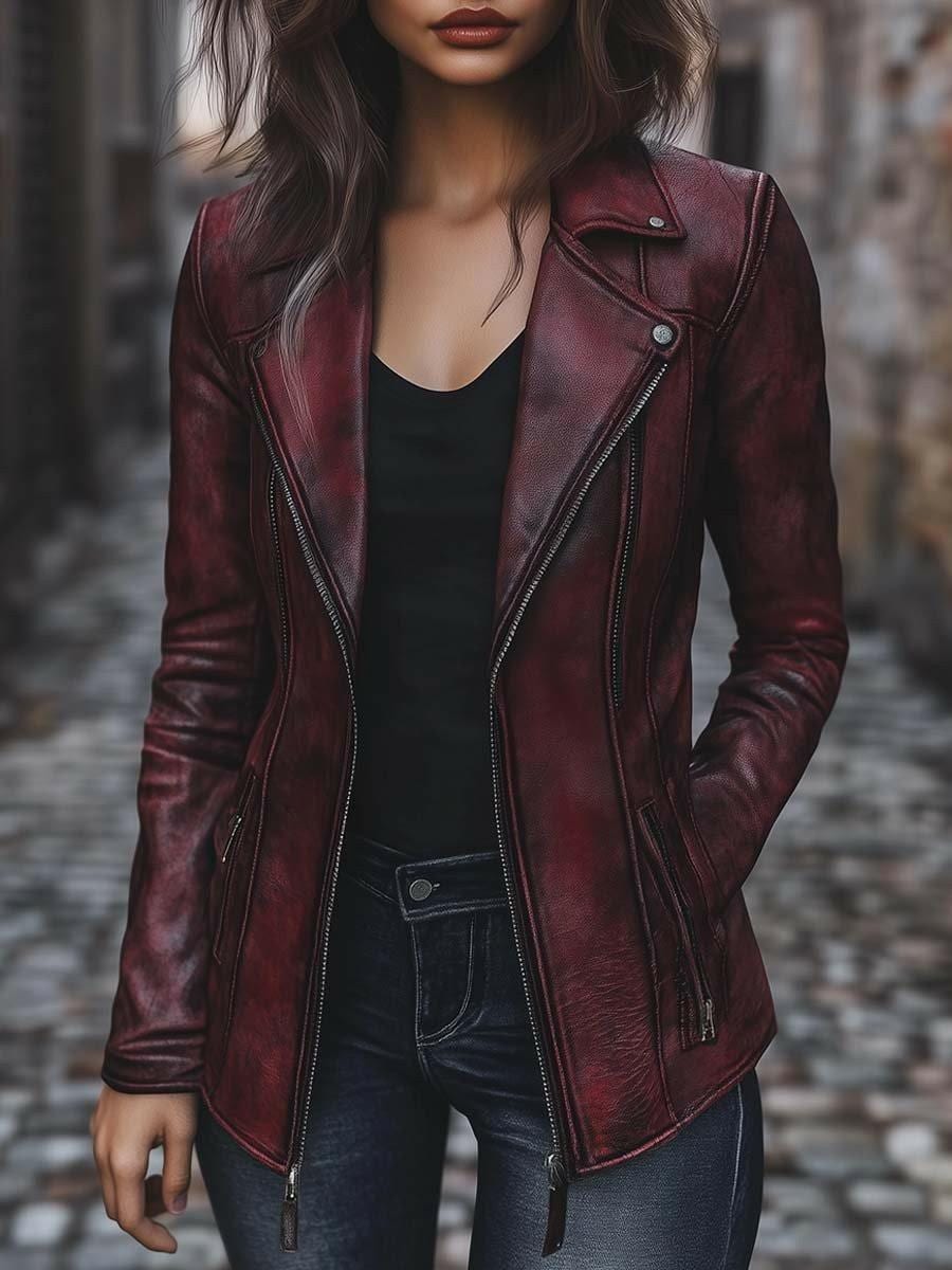 Red Vintage Leather Jacket - Etsy