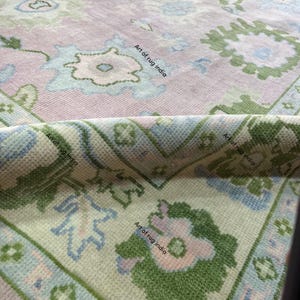 Hand-Knotted Pink Oushak Wool Rug: 5x8 Living Room Area Rug