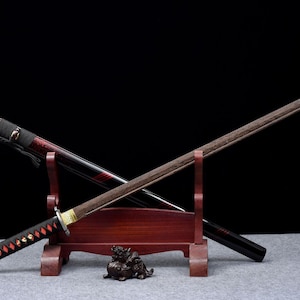 Dragon Soul Rosewood Straight-Edge Tang Wooden Sword – Handmade Martial Arts Training Katana for Kendo, Iaido, Cosplay, Stage Performance