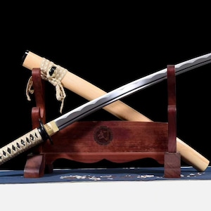 Hand Forged Samurai Katana Sword | Medium Carbon Steel Blade, Lacquered Wood Scabbard, Collectible Katana, Cosplay Prop Martial Arts Display