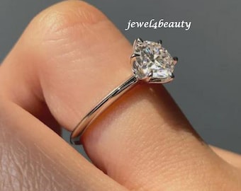 2.50 Ct Moissanite Ring: Minimalist Gold Proposal Ring