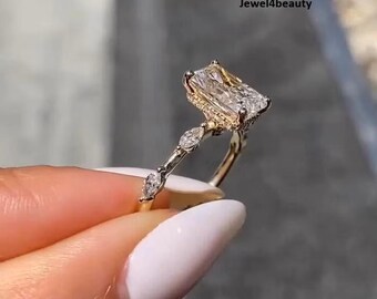 3.0 Ct Radiant Cut Moissanite Anniversary Ring Set For Wife