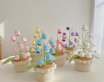 Crochet lily of the valley pot,Crochet gift,handmade gift for birthday,anniversary,office decor,home decor, valentine's day gift for her,mom