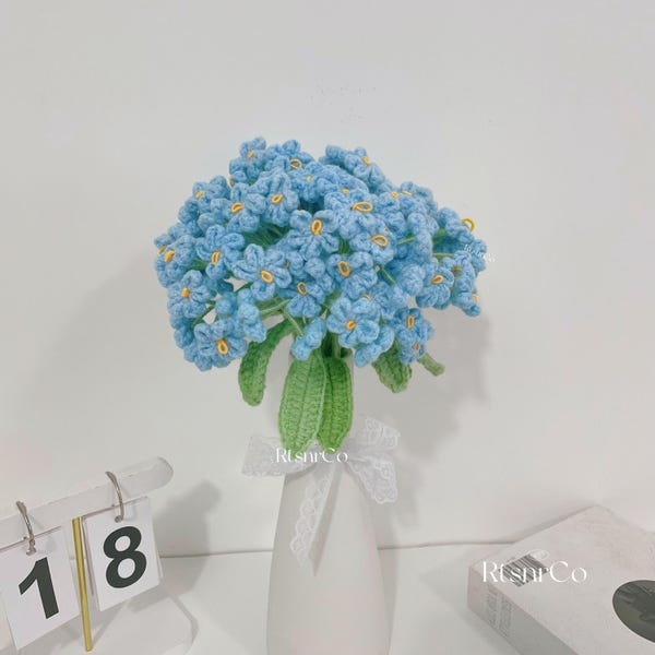 Crochet Forget-me-not Flowers Bouquet,Anniversary,Birthday,Friendship Gifts For Best Friend,Grandparent,Girlfriend,Room,Desktop Decoration