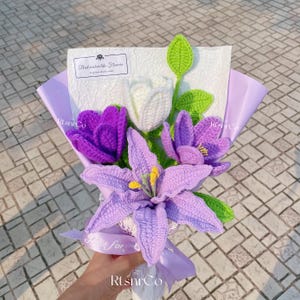 Crochet Lily Tulip Flowers Bouquet,Forever Rose Daisy Flowers,Birthday,Anniversary,Back to School,Sympathy,Get Well Soon,Gifts For Friend