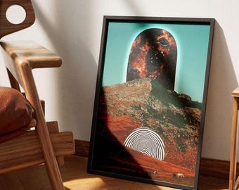 Surreal Digital Collage – Rila Mountain | A3 Printable Wall Art | Instant Download
