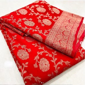 Beautiful Kahddi Banarasi Silk Saree, All over Floral Jaal Work Weaving, wedding saree, bridal saree, gift for her