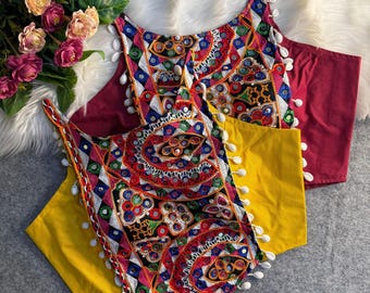 Spaghetti Strap Shell Work Blouse | Heavy Embroidery | Kaudi Lace | Sleeveless Padded Choli | Navratri | Partywear | Back Open Blouse, Gift