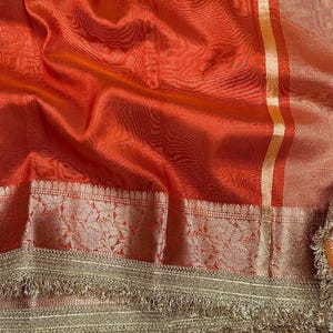 Banarasi Soft Tissue Silk Saree with Elegant Lace Border & Running Blouse | Festive, Party and Wedding Wear Collection, Gift for her,