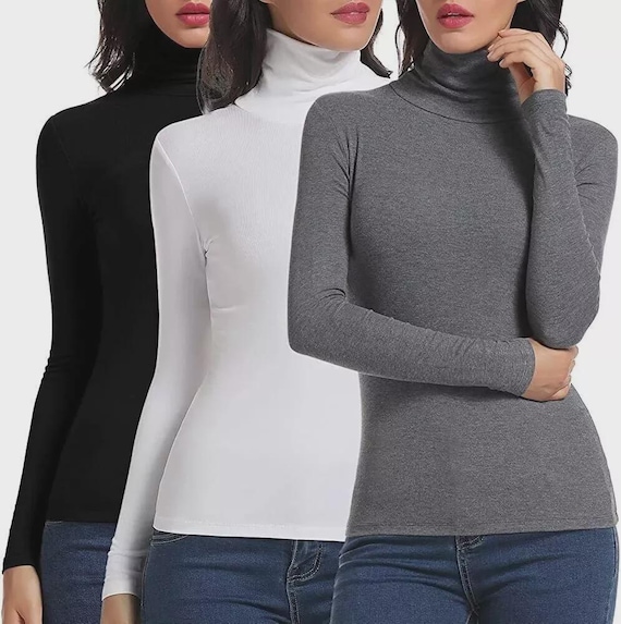 Womens Turtleneck Jumper: Soft, Plain Long Sleeve Top (Sizes 8-18)