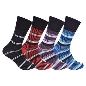 Men&#39;s Stripy Diabetic Socks: Gentle Cotton Comfort, Size 9-11
