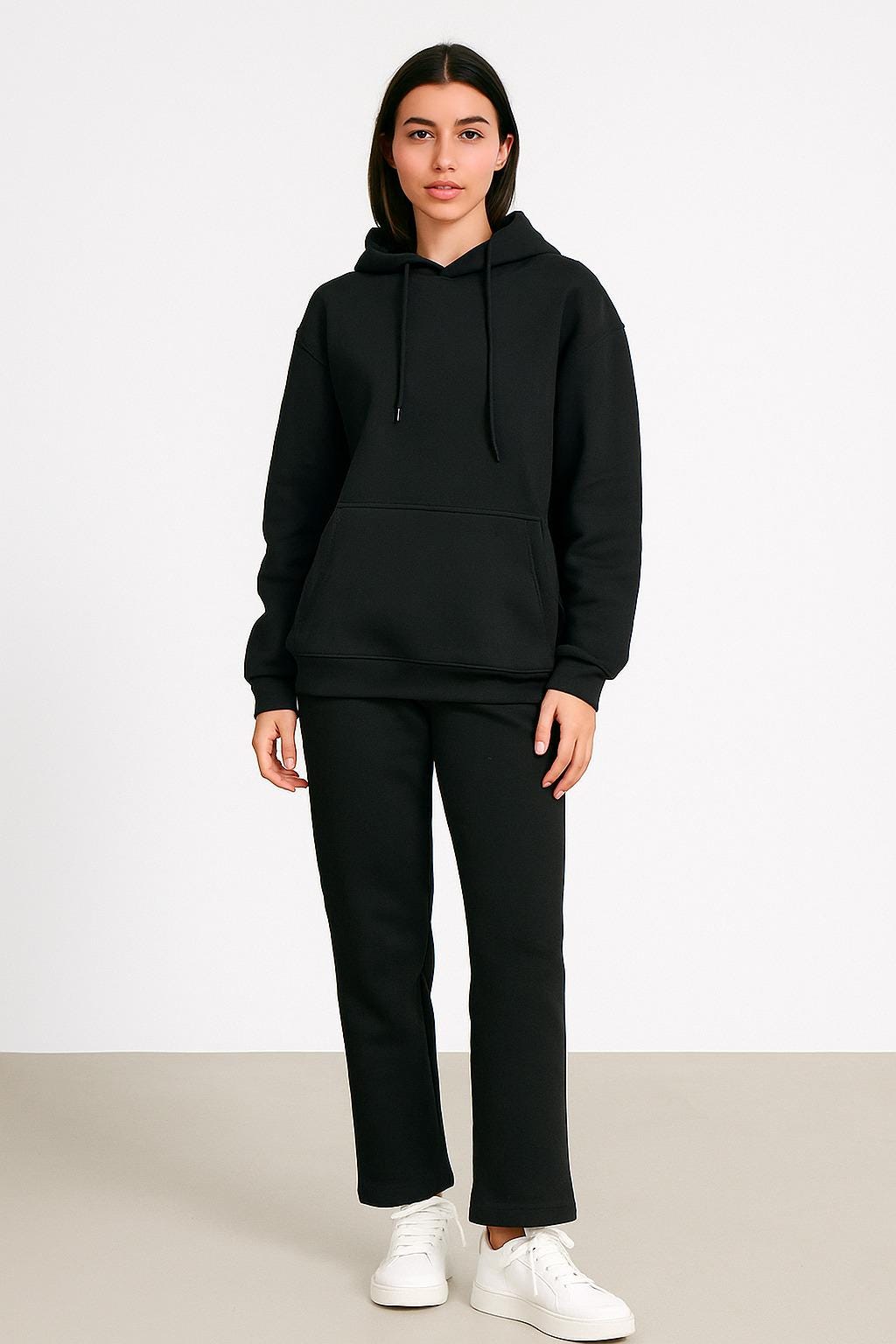 Kids Black Pink Contrast Hoodie And Jogger Set | Boys Fleece Tracksuit Activewear