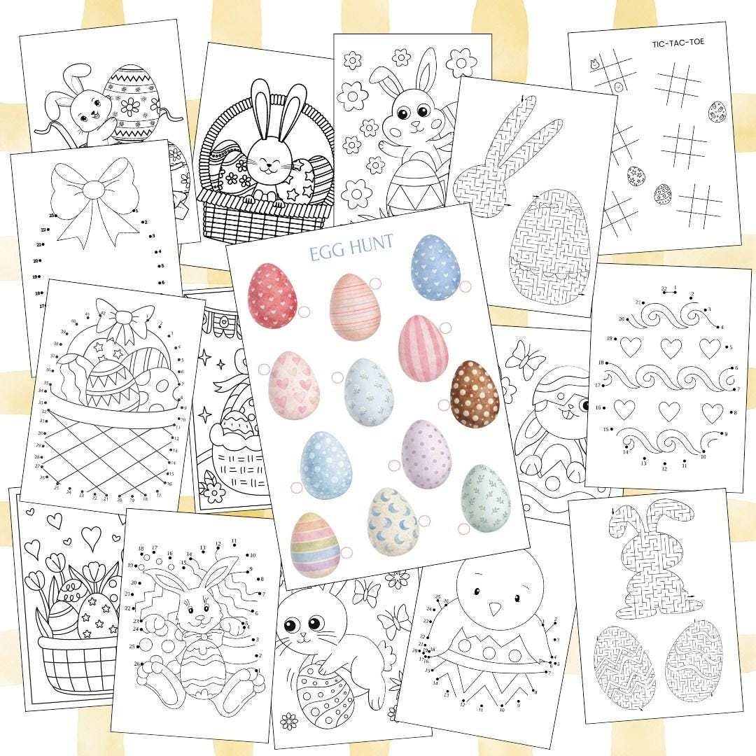 Easter Activity Pack - Printable Easter Kids Bundle, Egg Hunt, Dot-to ...