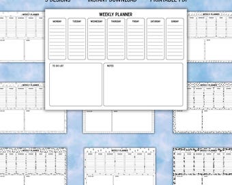 Minimalist Weekly Planner Printable, Undated A4 A3 Layout (Digital Download)