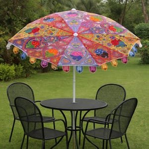 buy patio umbrella india Indian Embroidered Patio Umbrella, Boho Wedding Parasol, Handmade Festival  Sun Shade, Outdoor Garden Decor