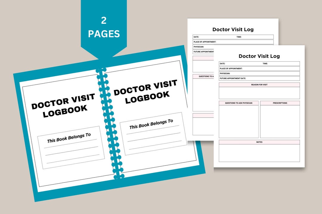 Doctor Visit Logbook | Printable Medical Record Organizer for Tracking ...