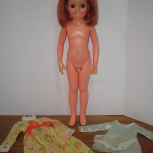 Vintage Ideal BEAUTIFUL CRISSY DOLL with extra original outfits: Yellow Flowered Dress, Satin Aqua/Mint Dress ~ 1970's Works ~ Clean!