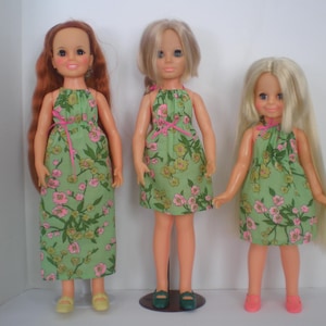 Ideal Crissy Velvet 17.5" Doll Clothes Maxi or Mini SUNDRESS, Handmade w/vintage Cherry Blossom print Fabric 1970's ~ Dress Only, No Doll