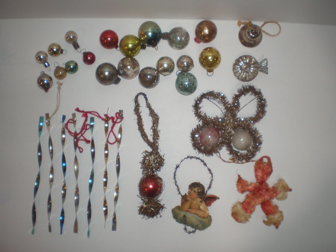 Antique Victorian German Tinsel Wire Mercury Glass Christmas Ornament ...