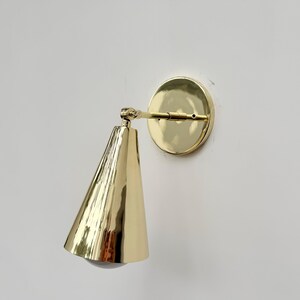 1 Light Raw Brass Wall Sconce Lamp Mid Century Modern Italian Fixture Cone Handcrafted