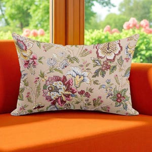 Vintage Floral Cotton Lumbar Pillow Cover Set: Boho Farmhouse Decor