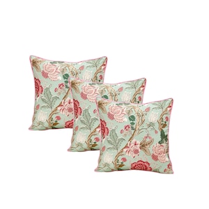 Vintage Botanical Floral Pillow Covers - Set of 3 Cotton Throw Pillows