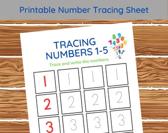 Printable Number Tracing Sheet Numbers 1-5 Screen Free Play